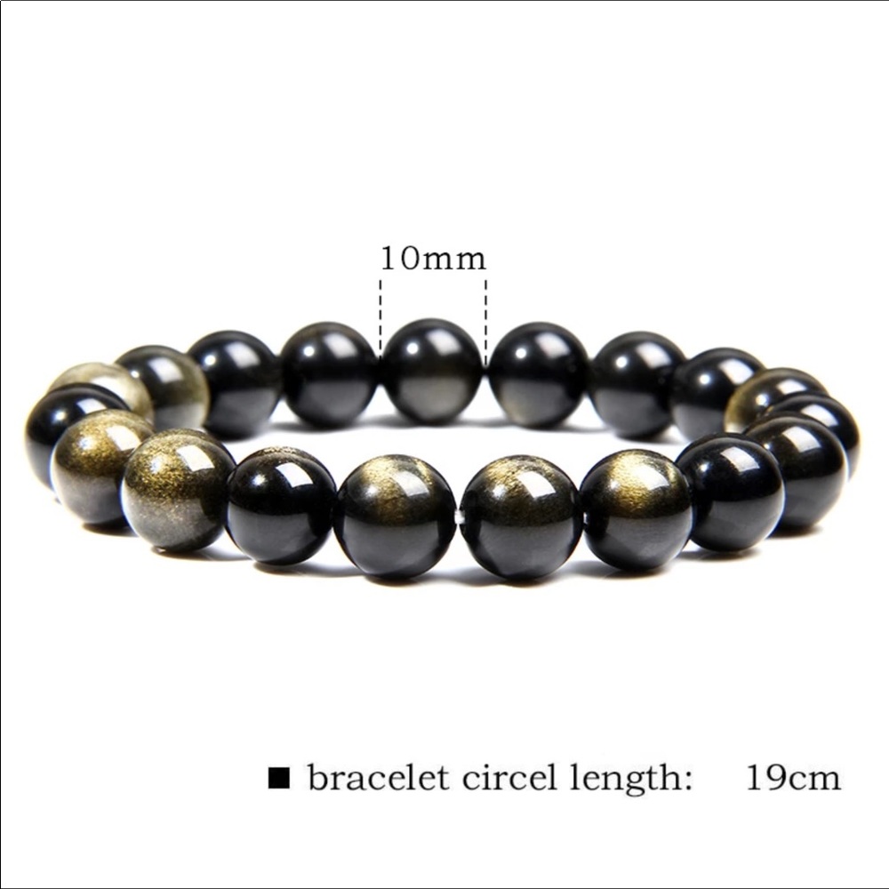 Natural reflective golden obsidian bracelets - Picture 5 of 7